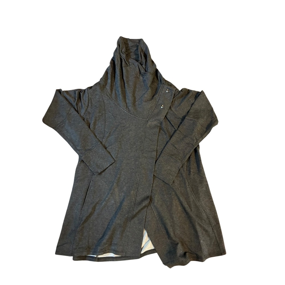 Phoenix Florence Cozy Top Charcoal Gray Wrap Funnel Neck Snap 3X Plus Size NEW
